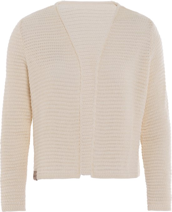Gilet tricoté Knit Factory Isa - Gilet tricoté pour femme - Gilet d'été pour femme - Gilet court à hauteur de hanches - Gilet femme en 50% coton et 50% acrylique - Beige - 40/42