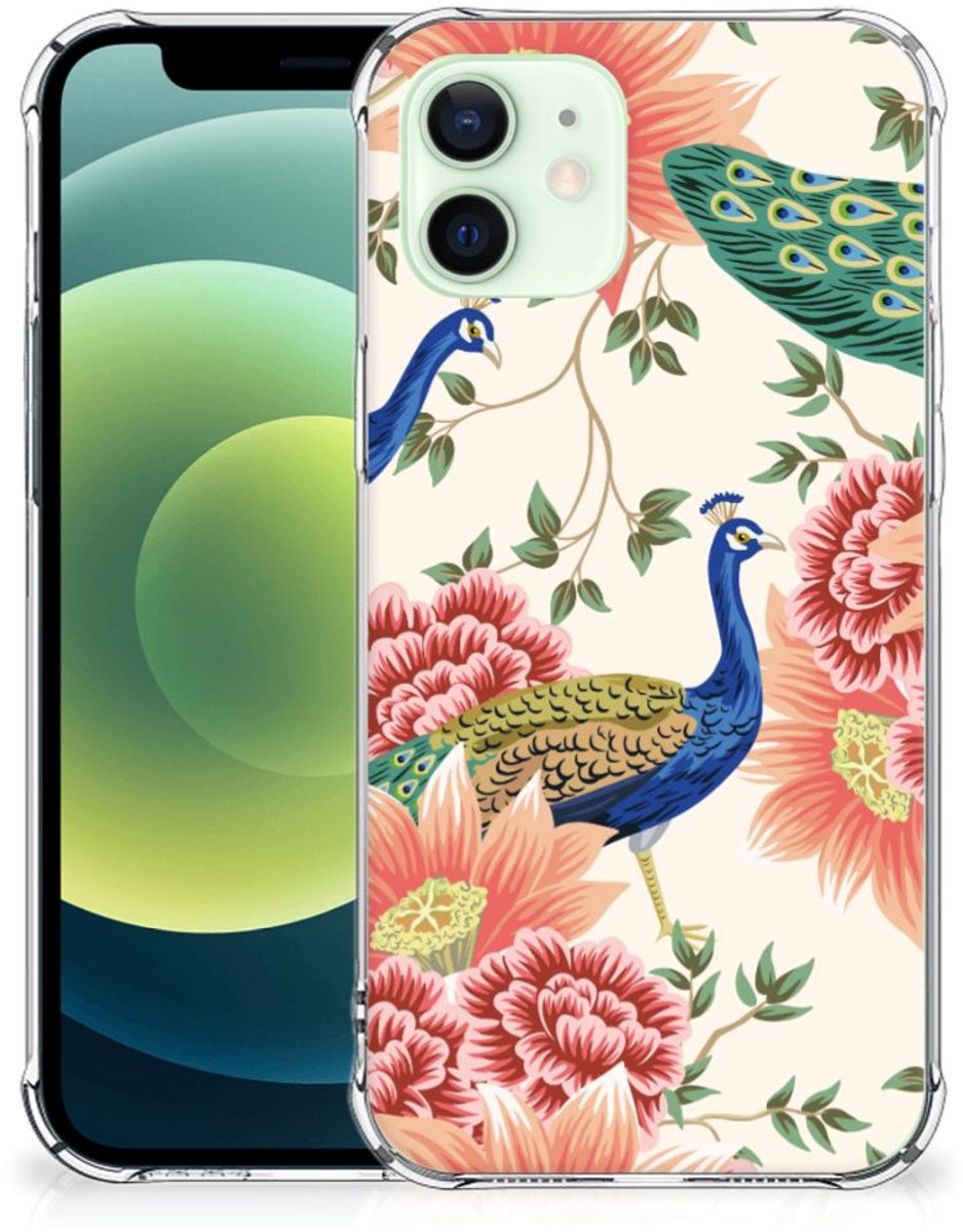 Case Anti-shock voor iPhone 12 Mini Pink Peacock