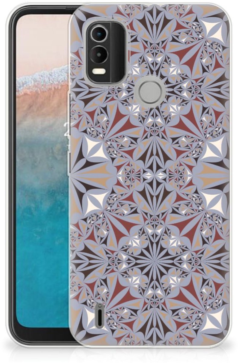 Nokia C21 Plus TPU Siliconen Hoesje Flower Tiles