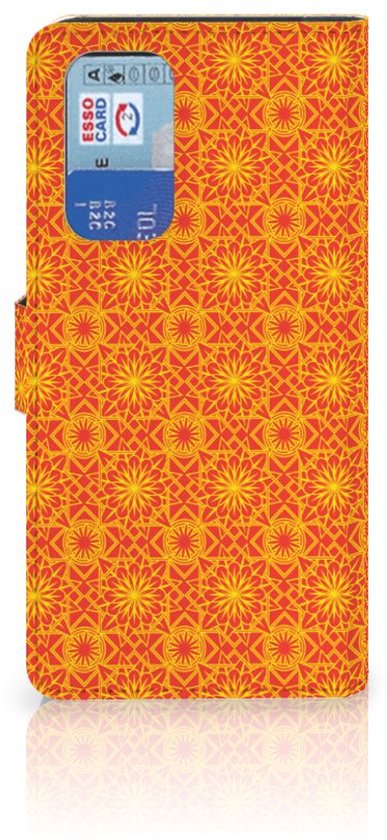 PU Premium Housse pour OnePlus 9 Pro Portefeuille Batik Orange