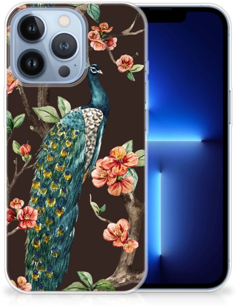 Apple iPhone 13 Pro TPU Hoesje Pauw met Bloemen