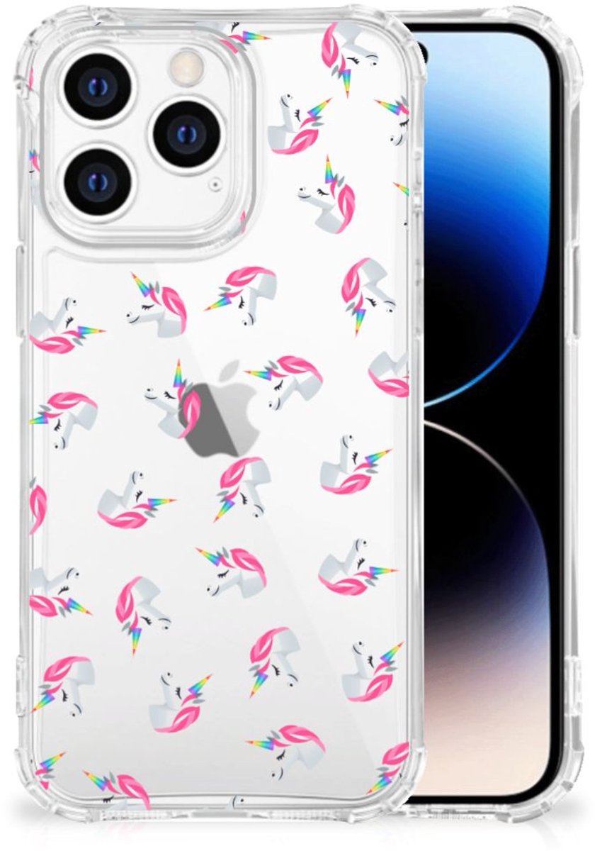 Doorzichtige Silicone Hoesje voor iPhone 14 Pro Unicorns