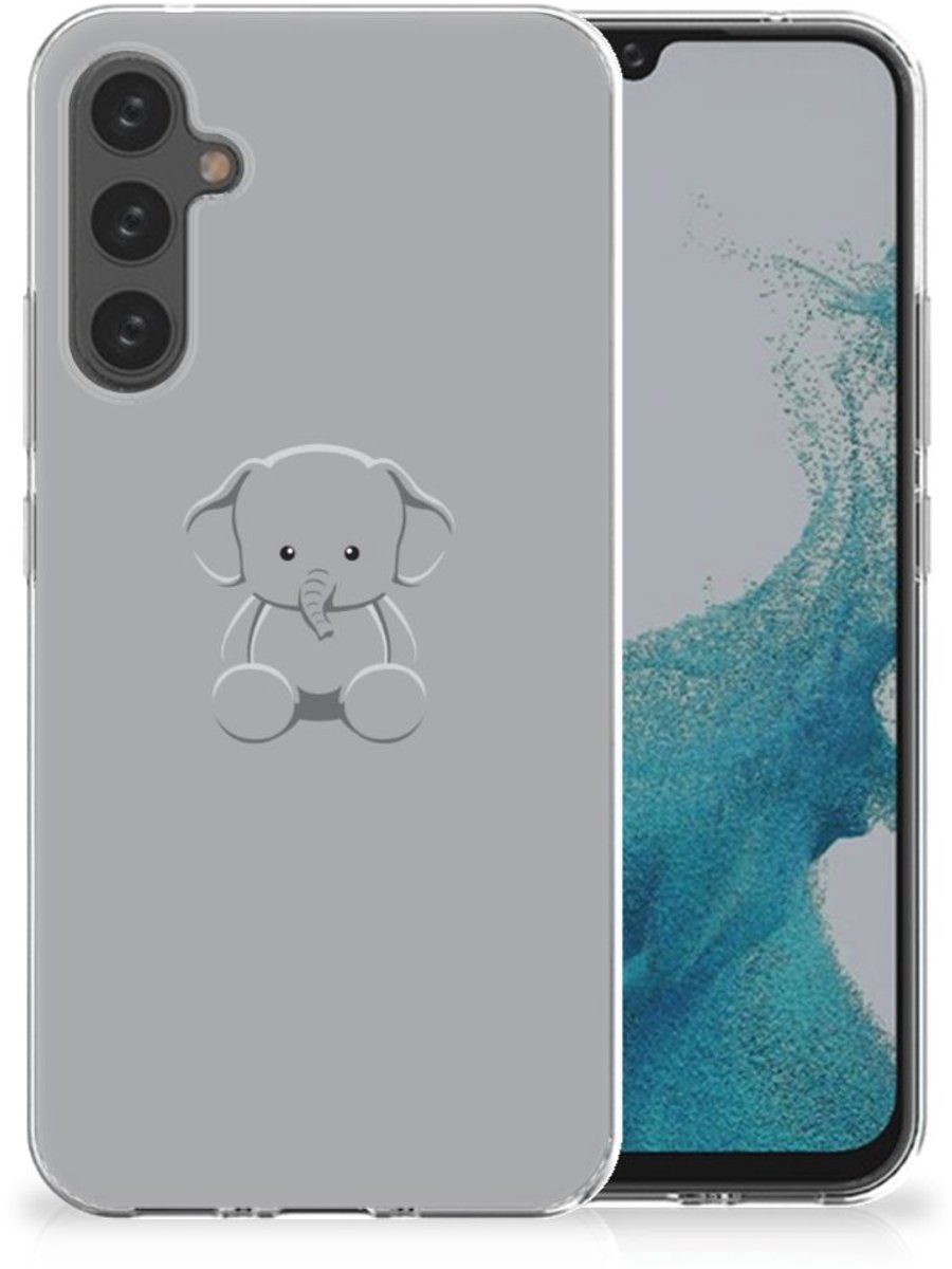 Samsung Galaxy A34 Telefoonhoesje met Naam Grijs Baby Olifant