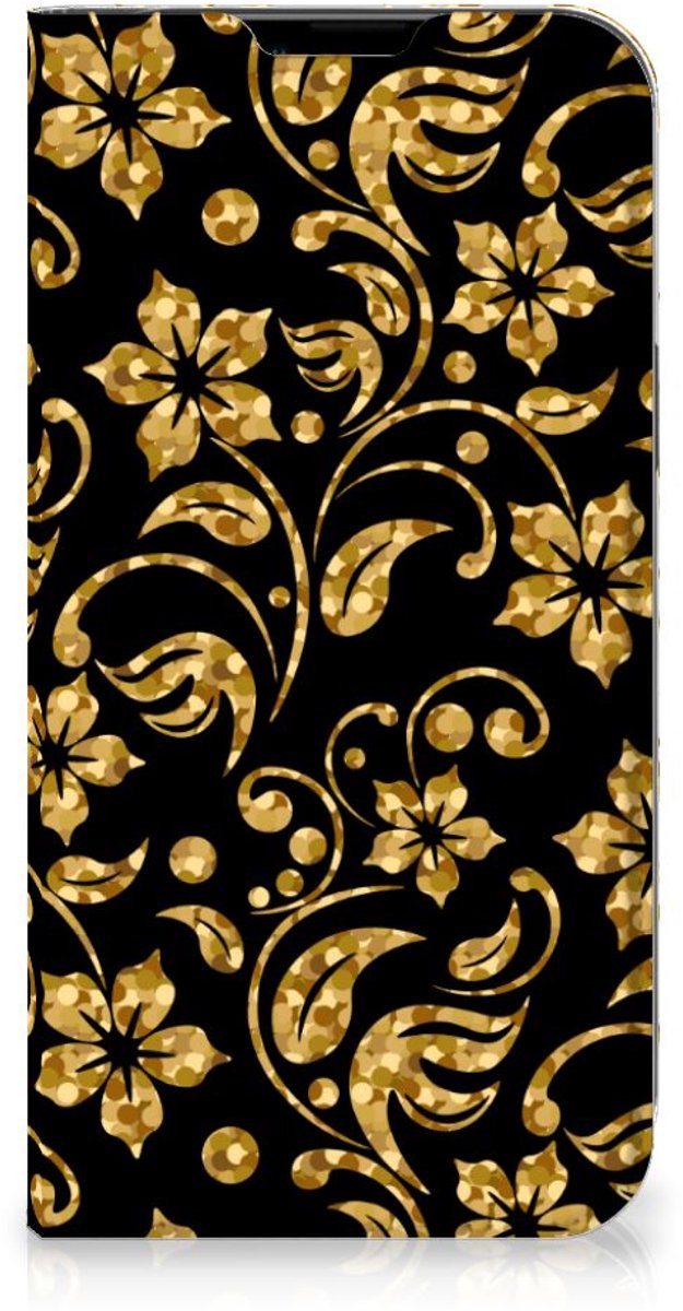 Apple iPhone 14 Plus Smart Cover Gouden Bloemen
