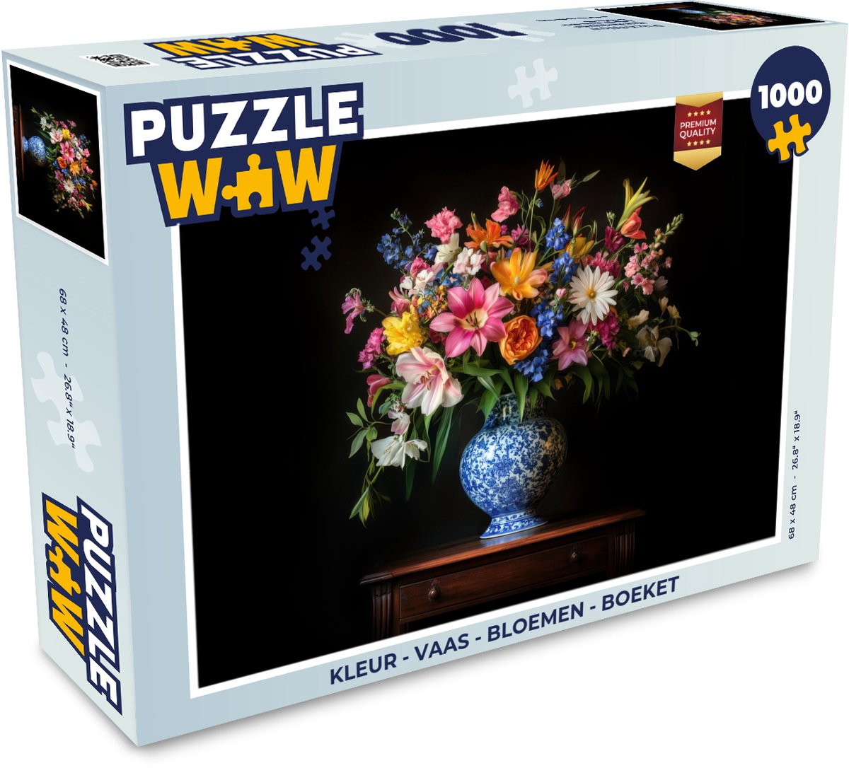Puzzel Kleur - Vaas - Bloemen - Boeket - Legpuzzel - Puzzel 1000 stukjes volwassenen