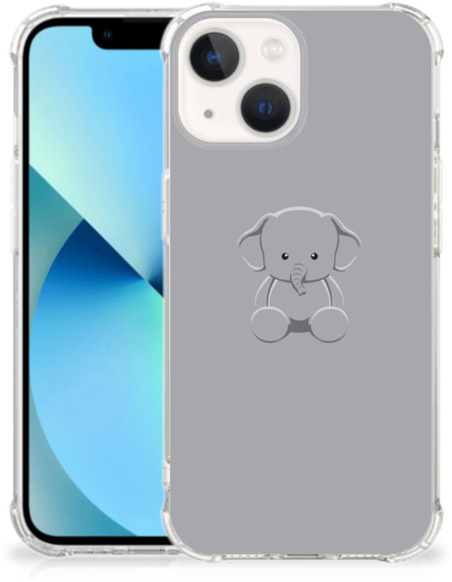 iPhone 13 mini Stevig Bumper Hoesje Grijs Baby Olifant