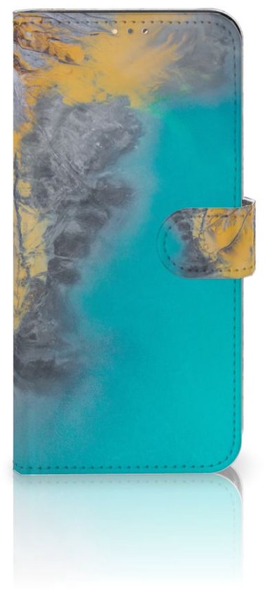 Etui à OPPO A15 Etui Marbre Blue Or