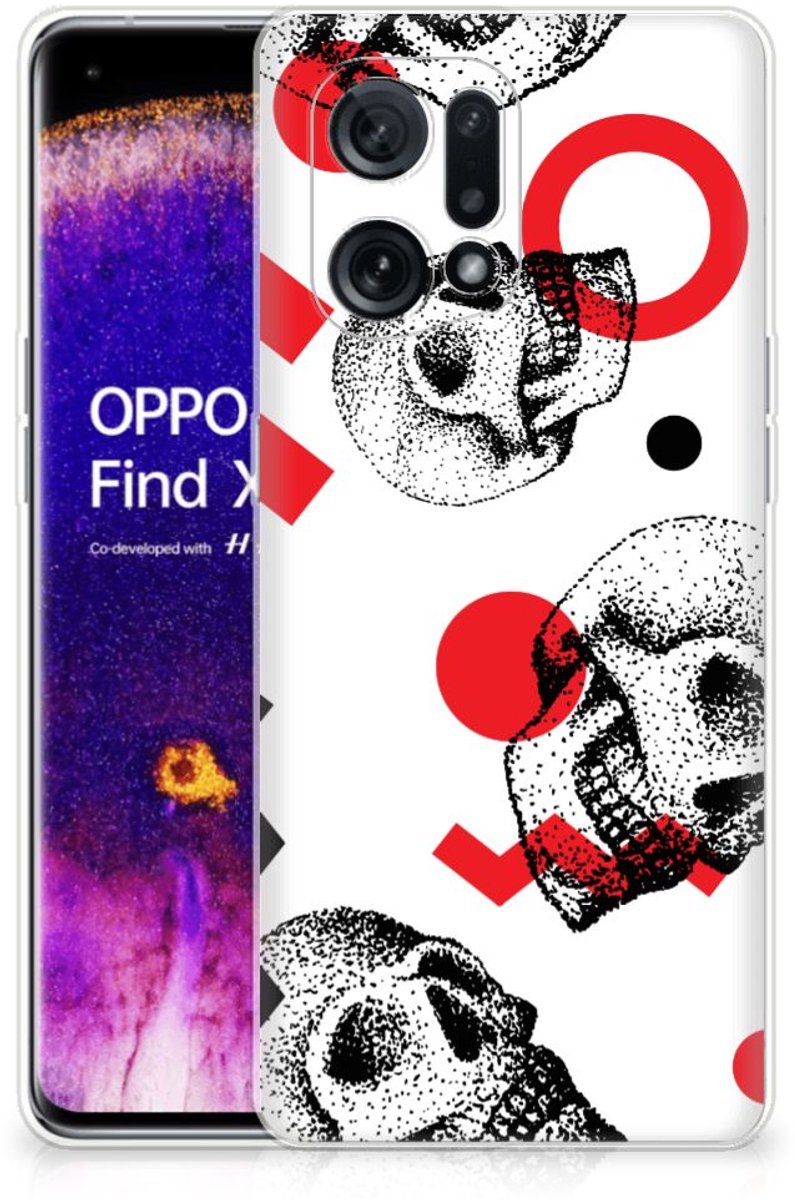 Silicone Back Case OPPO Find X5 Skull Red