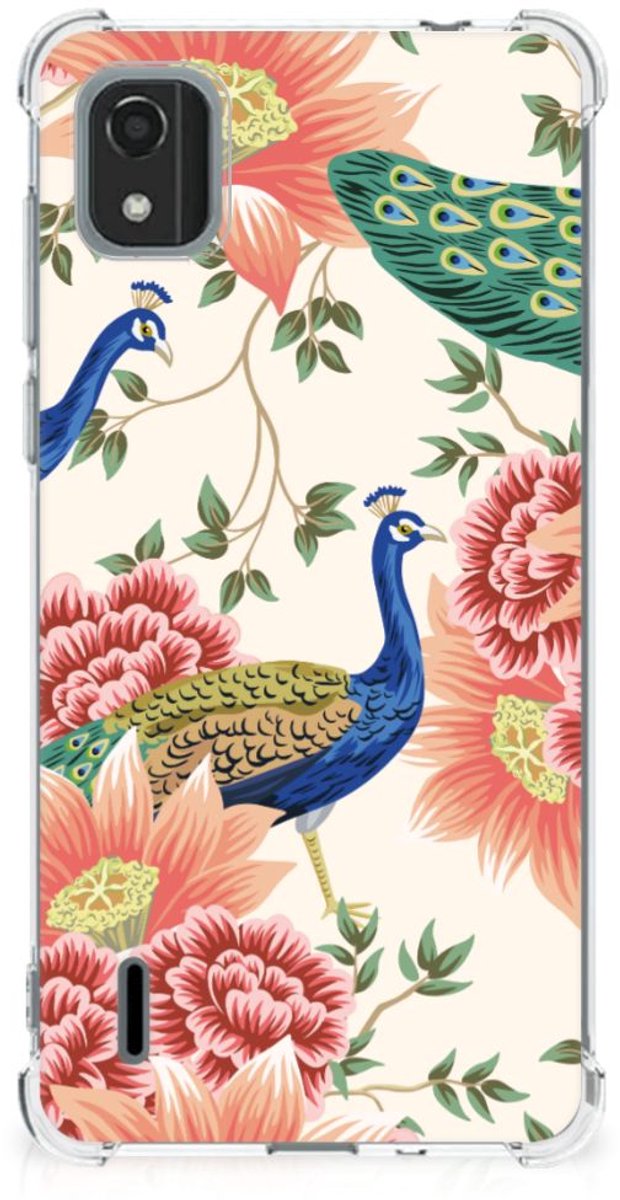 Case Anti-shock voor Nokia C2 2nd Edition Pink Peacock