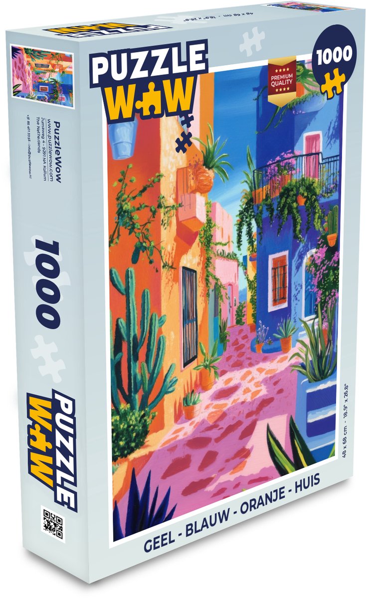Puzzel Geel - Blauw - Oranje - Huis - Legpuzzel - Puzzel 1000 stukjes volwassenen
