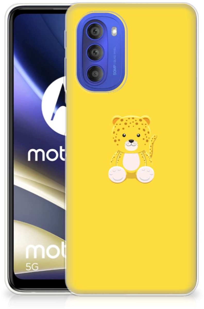Motorola Moto G51 5G Telefoonhoesje met Naam Baby Leopard