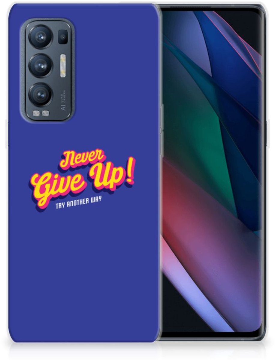 OPPO Find X3 Neo Siliconen hoesje met naam Never Give Up