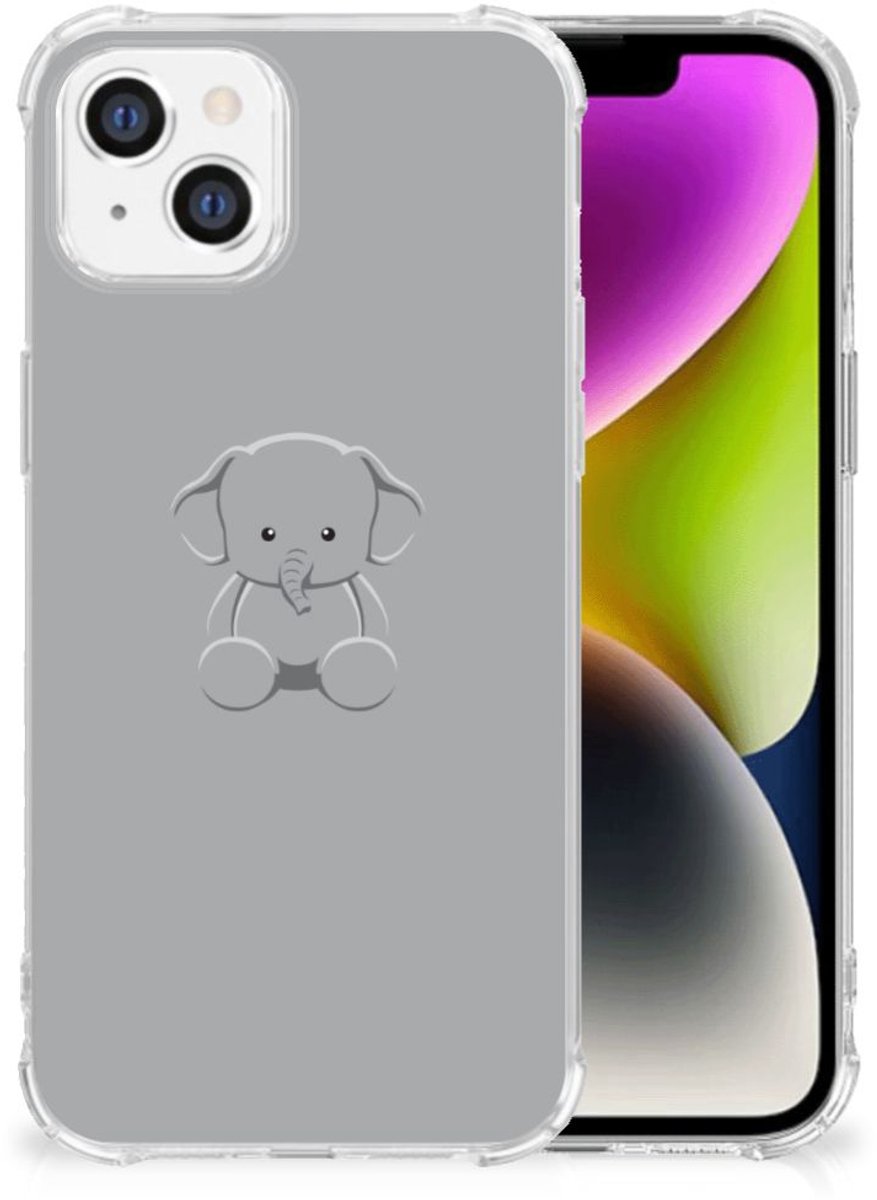 iPhone 14 Stevig Bumper Hoesje Grijs Baby Olifant