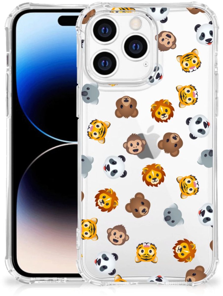 Doorzichtige Silicone Hoesje voor Apple iPhone 14 Pro Max Dieren Emojis