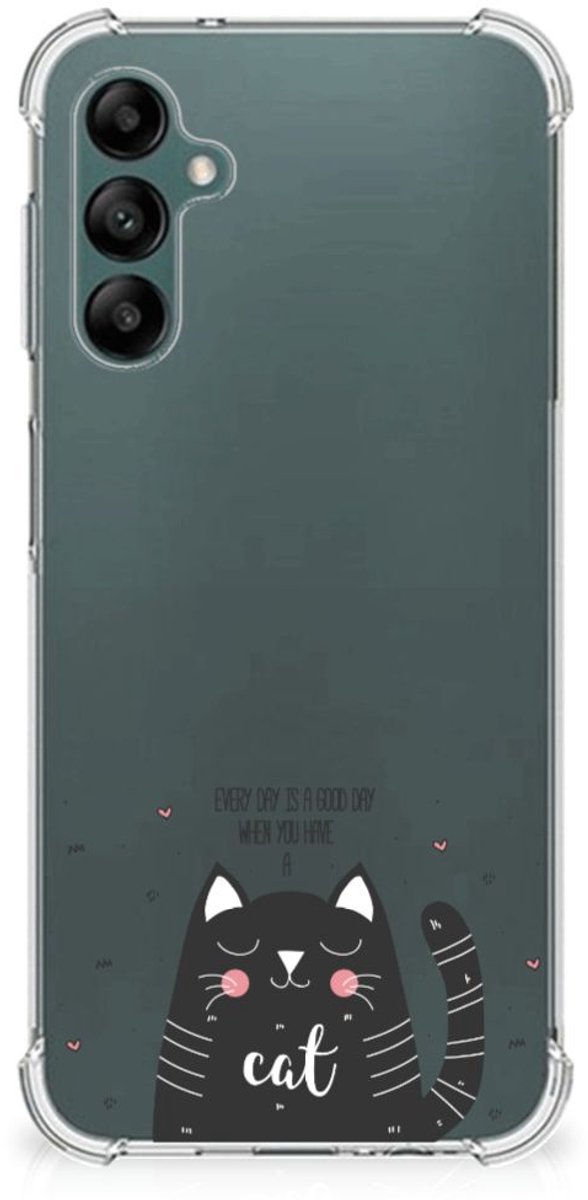 TPU Case Anti-Shock voor Samsung Galaxy A14 5G/4G Stevig Bumper Hoesje Cat Good Day