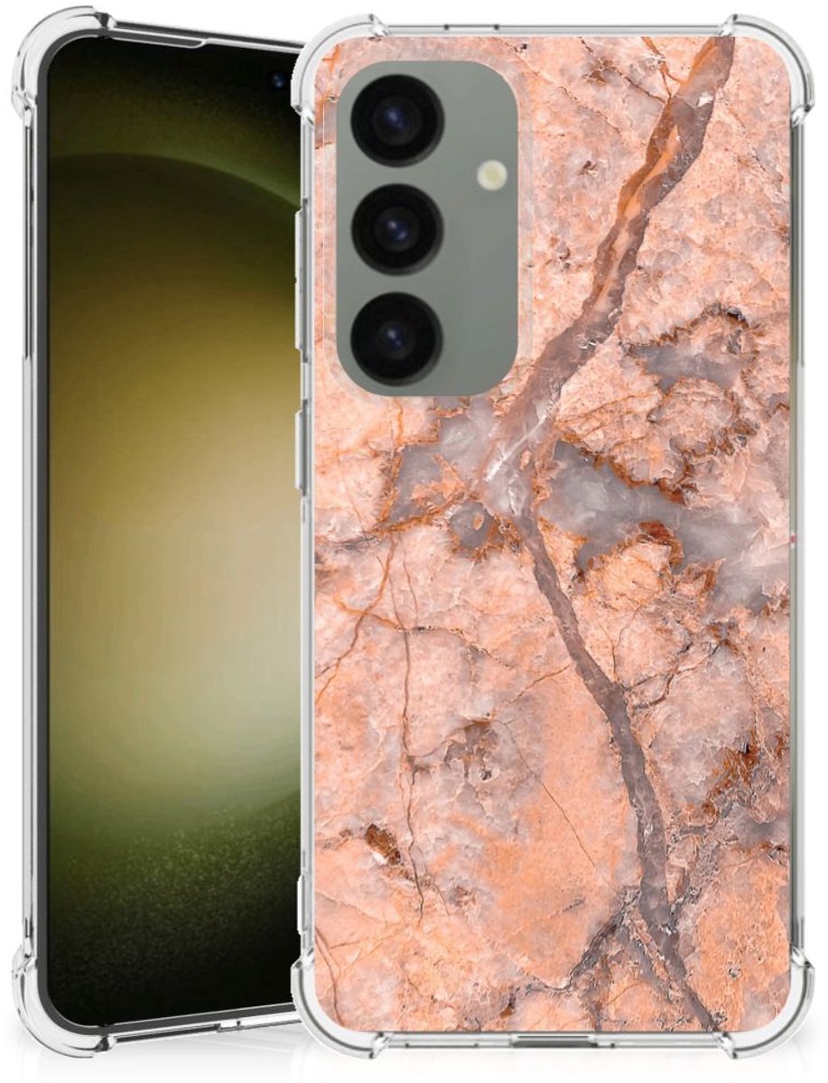 Samsung Galaxy S24 Anti-Shock Hoesje Marmer Oranje