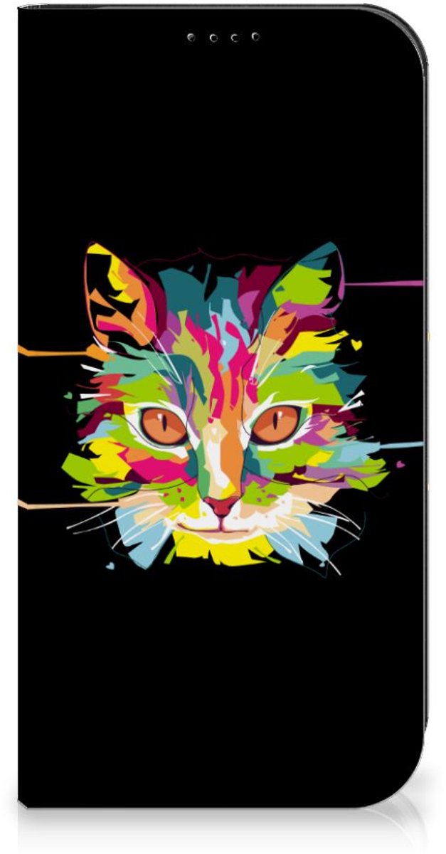 Standcase Hoesje voor iPhone 15 Pro Max Magnet Case Cat Color