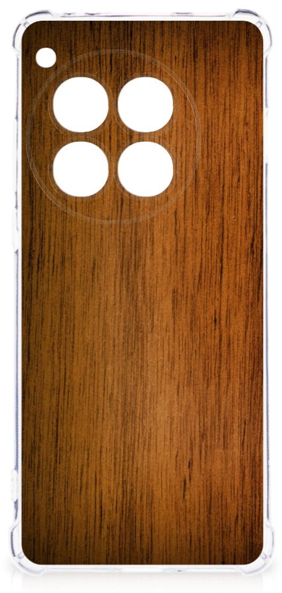 OnePlus 12 Stevig Telefoonhoesje Donker Hout