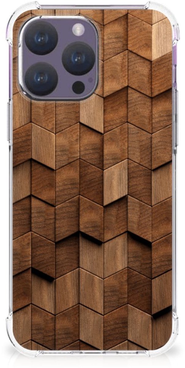 Stevig Telefoonhoesje voor iPhone 15 Pro Max Wooden Cubes