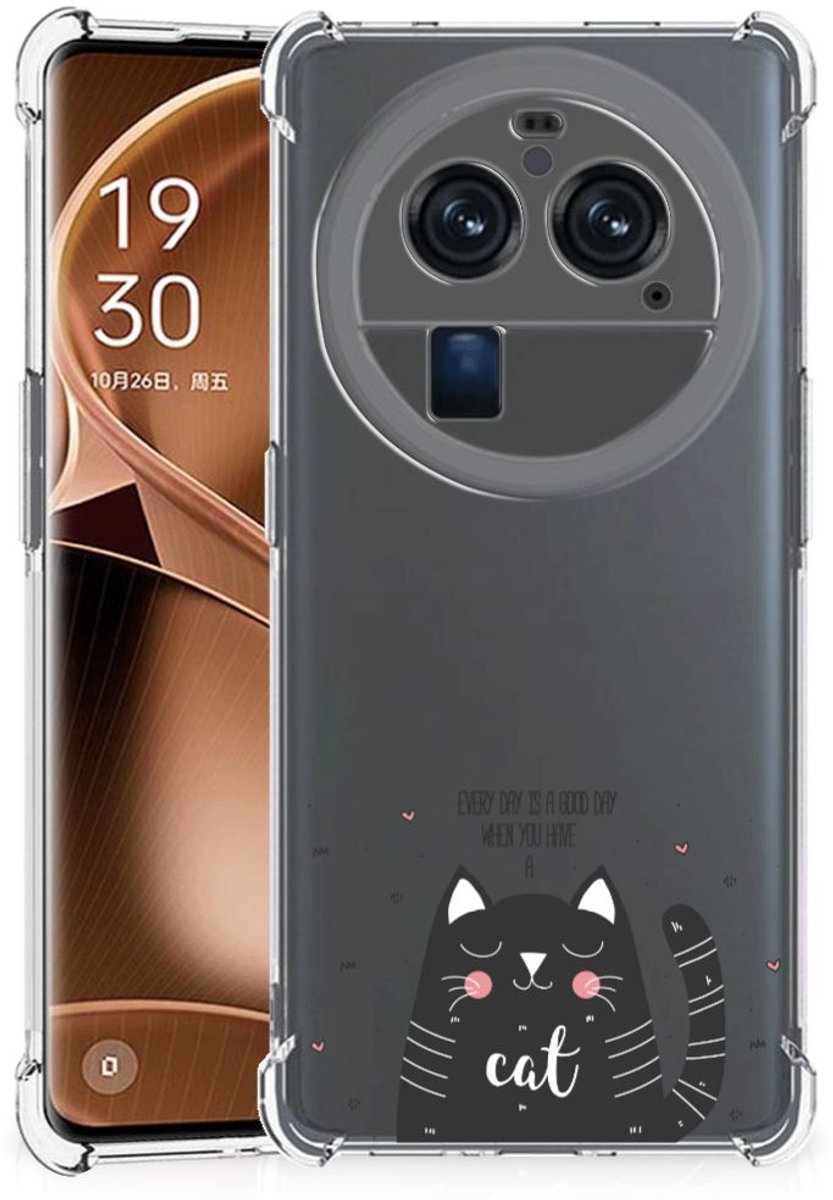 OPPO Find X6 Pro Stevig Bumper Hoesje Cat Good Day