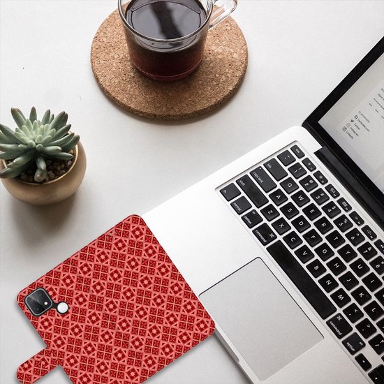 Etui Smartphone OPPO A15 Etui Portefeuille Etui Batik Rouge