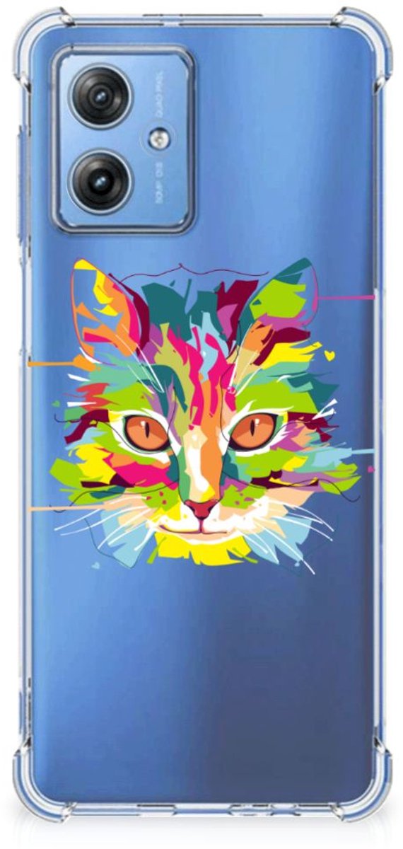 Motorola Moto G54 Stevig Bumper Hoesje Cat Color