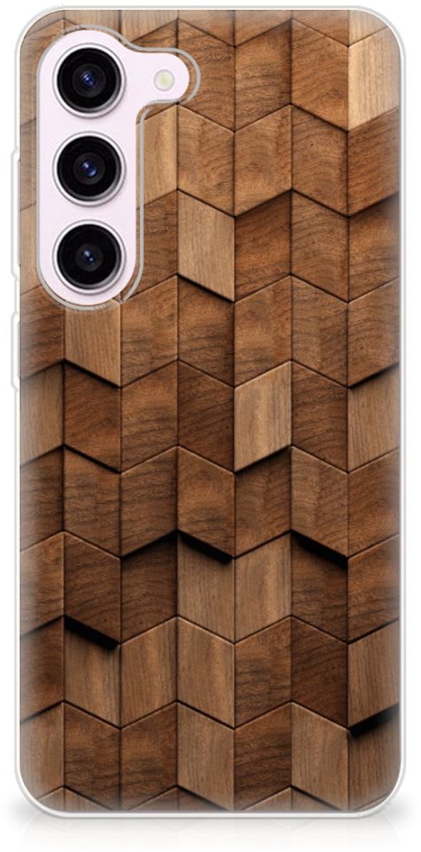 Bumper Hoesje voor Samsung Galaxy S23 Wooden Cubes