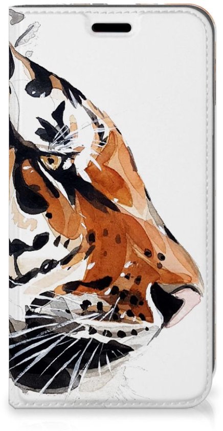 Coque iPhone XR avec fermeture magnétique Aquarelle Tiger