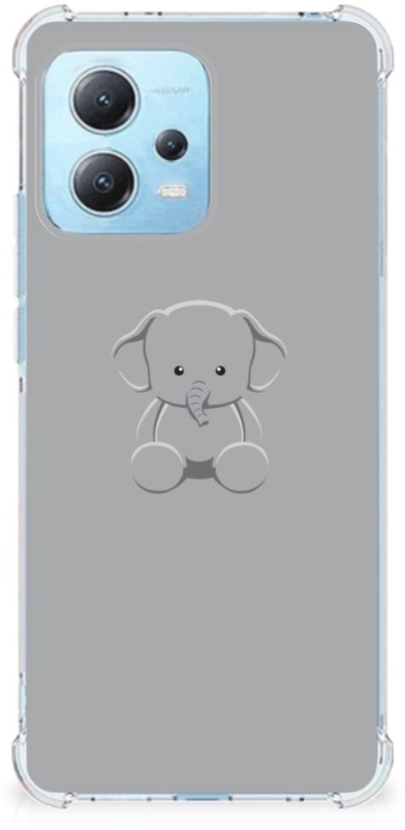 Back Cover voor Xiaomi Redmi Note 12 5G Stevig Bumper Hoesje Grijs Baby Olifant