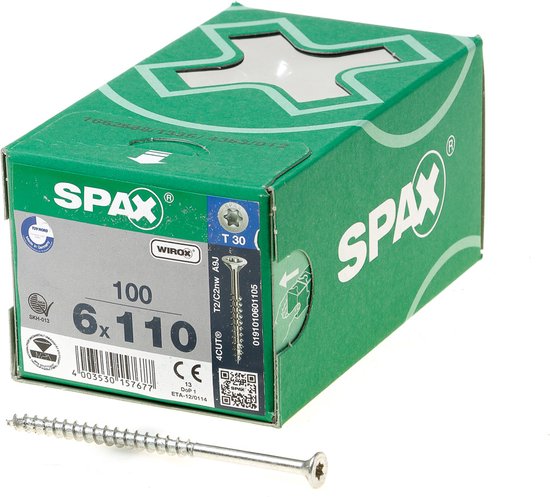 Vis pour panneaux de particules Spax Galvanized Torx 6.0 x 110-100 pcs