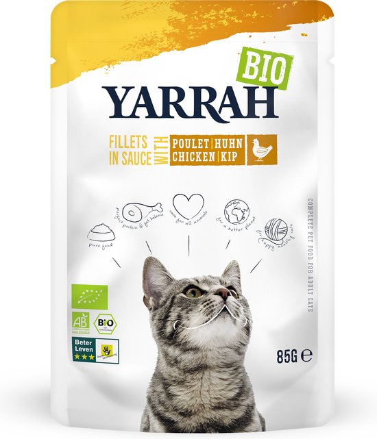 14x Yarrah Bio Kattenvoer Kip 85 gr