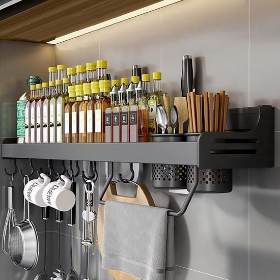 Kruidenrek Organisator Muurbevestiging | Witte kruidenorganizer voor muur, Kruidenplank voor kast, aanrecht, voorraadkast, kast of deur, keukenopslag, eenvoudige installatie Boiler