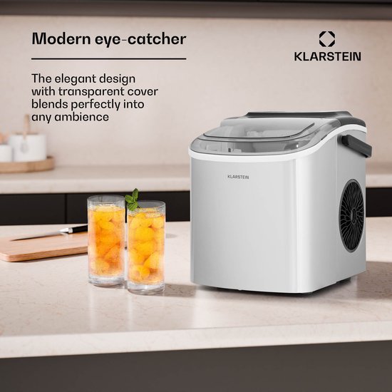 Klarstein IJsblokjesmachine Voor Thuis - Kamperen - Gastronomie - Snelle Mini IJsblokjesmachine - klein - Professionele IJsmaker Voor Grote En Kleine IJsblokjes - Zelfreinigend - 1 -3 Liter Watertank - 12 Kg IJs In 24 Uur - Roestvrij Staal van Klarstein — afbeelding 5
