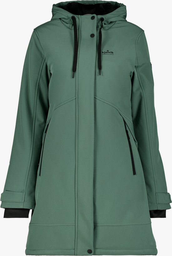 Kjelvik dames softshell parka jas groen - Maat XL - Met capuchon - Ritssluiting