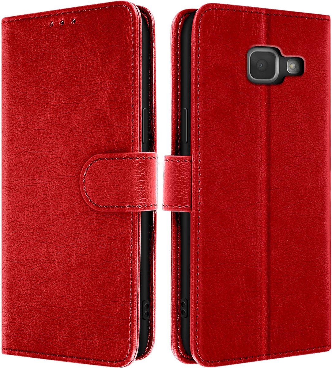 Avizar Hoesje Geschikt voor Samsung Galaxy A3 Clapet Portemonnee en Videohouder, Rood