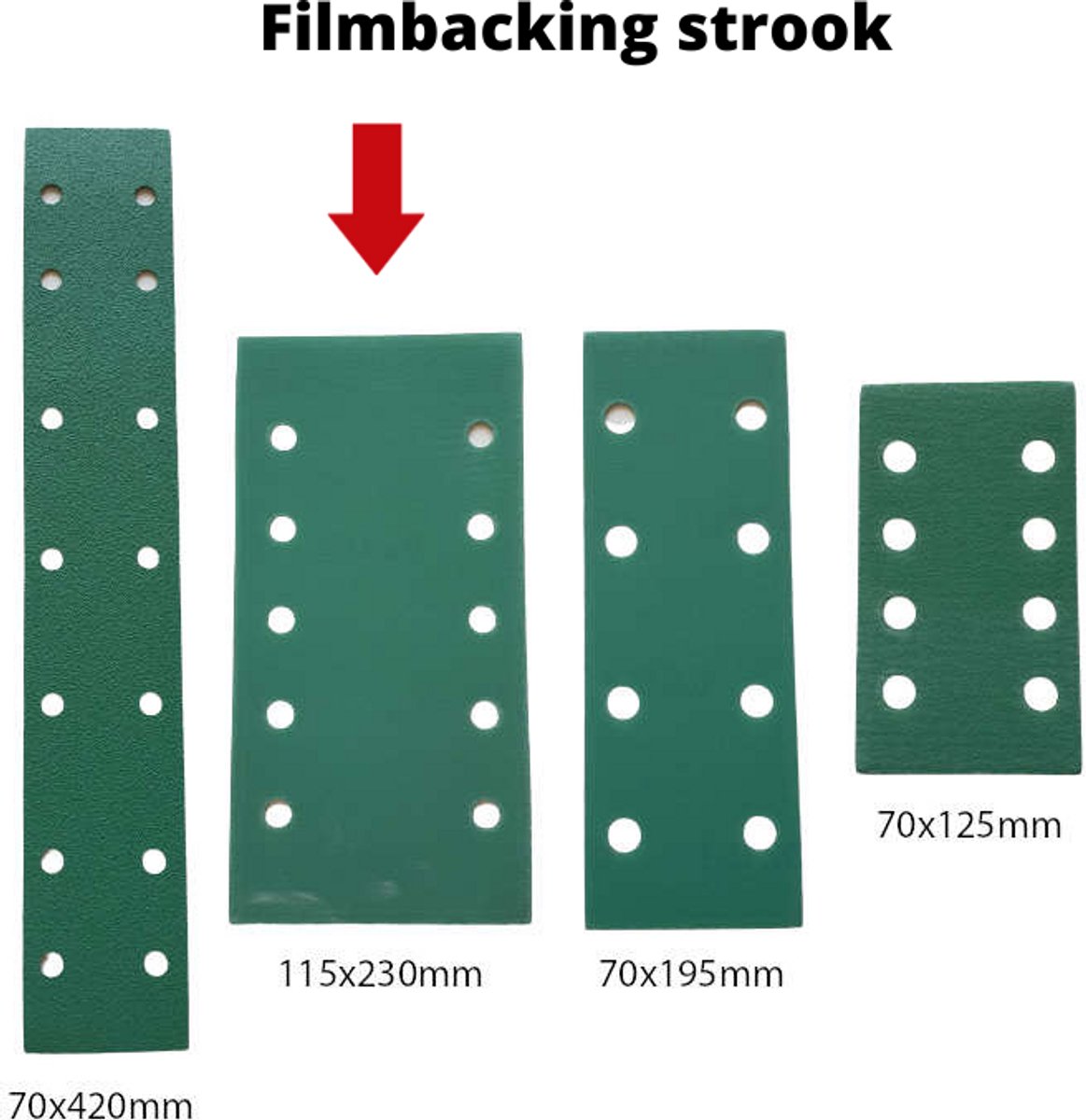 Schuurpapier filmbacking - strook 115 x 230 mm - korrel 320 – 50 stuks – duurzaam -professionele kwaliteit - met aluminium oxide korrel - onscheurbaar - schuren auto, camper, scooter enz