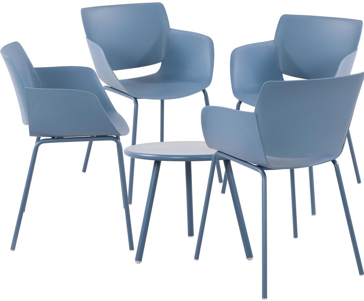 CLP Berena Tuinset - Set bestaande uit Berea tafel en Alpena stoelen - weerbestendig - UV-bestendig - blauw 4 stoelen