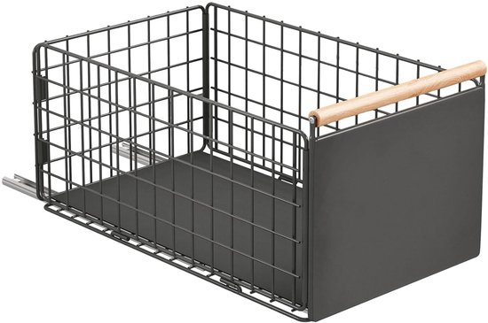 ZEEKOL Uittrekbare kast-organizer met plakfolie, voor opslag en kastorganisatie, eetkamer, zwart, 38,5 x 27,5 x 9 cm