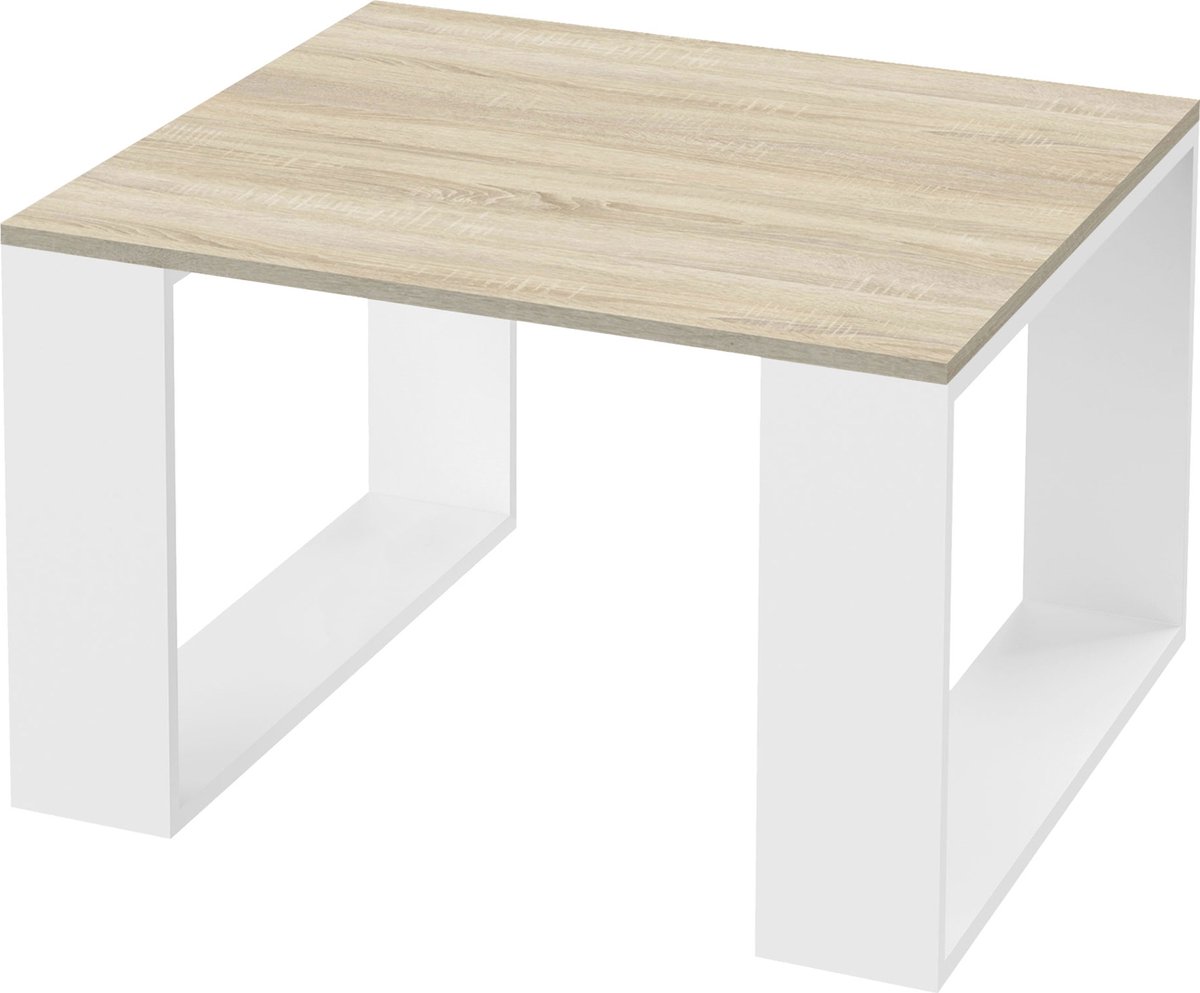 Salontafel 65x65x40 cm eiken look/wit ML-Design