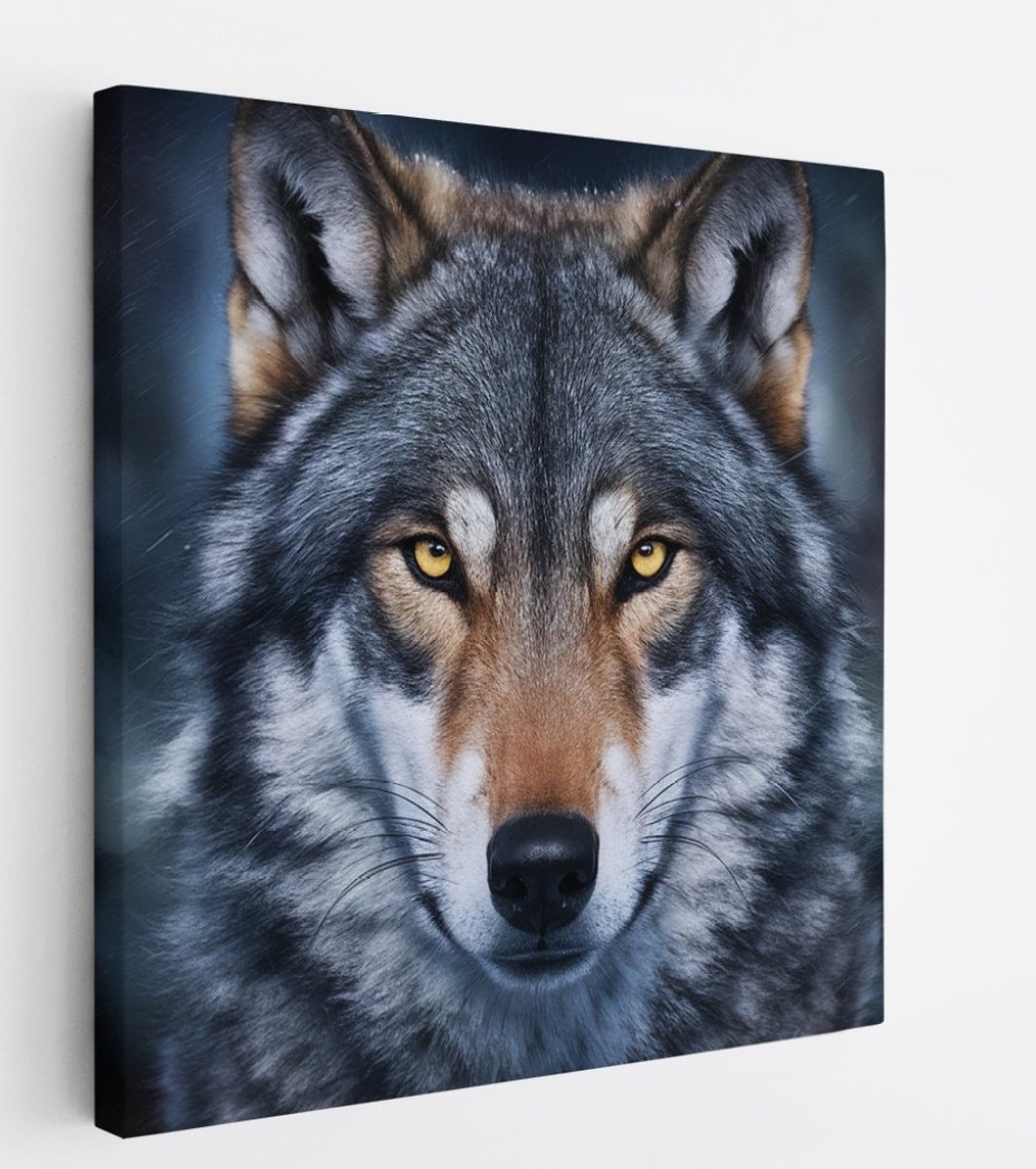 Saammp Canvas Schilderij - Wolf - Dieren - Natuur - 60x60 - Foto op canvas - Wanddecoratie - muurdecoratie Woonkamer - Slaapkamer decoratie - Canvas Print Multicolor