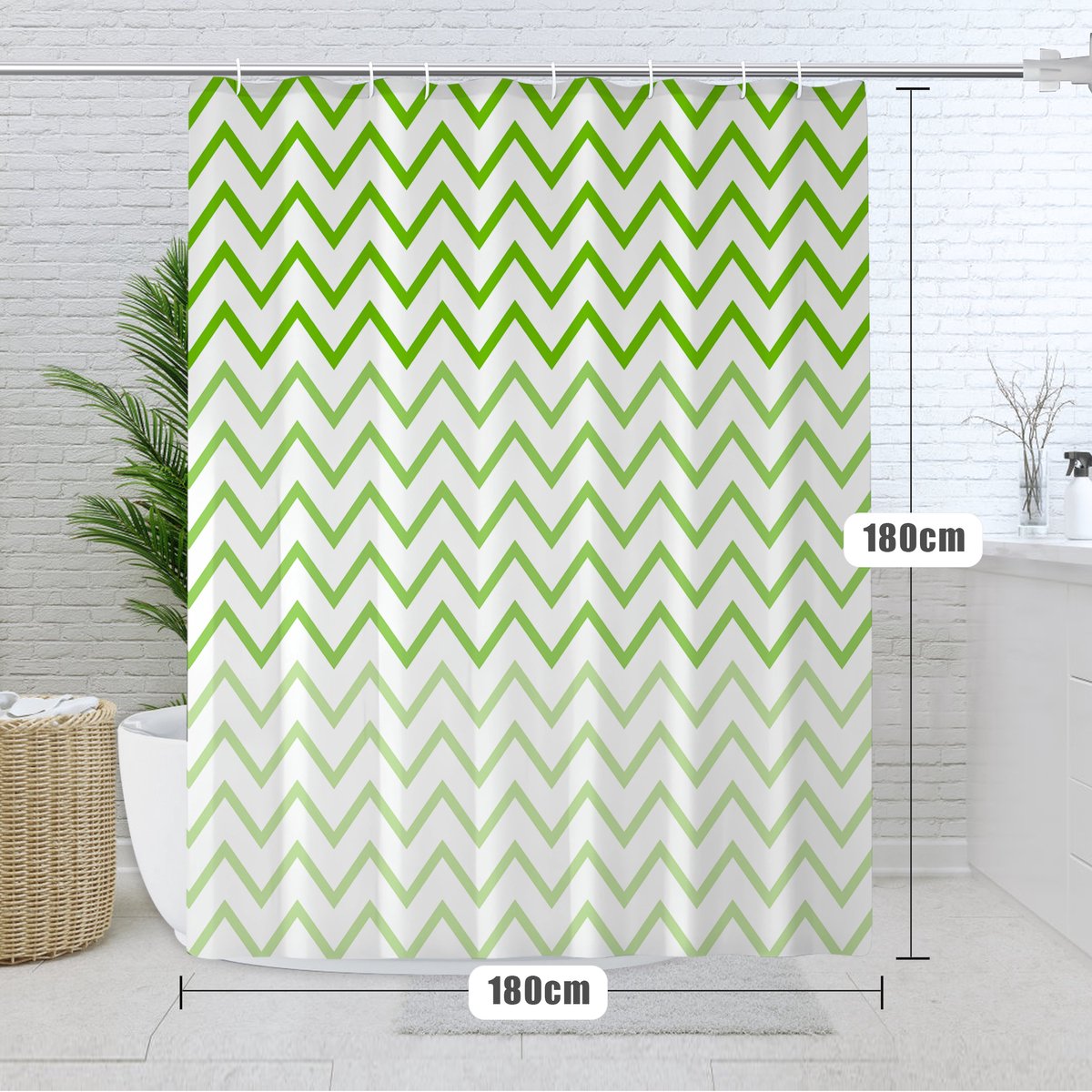SUMOH® Sterke Douchegordijn 180x180cm – Anti Schimmel, Waterdicht & Luxe Design – Inclusief 12 Ringen – Must-have Badkamer Accessoire - Groen