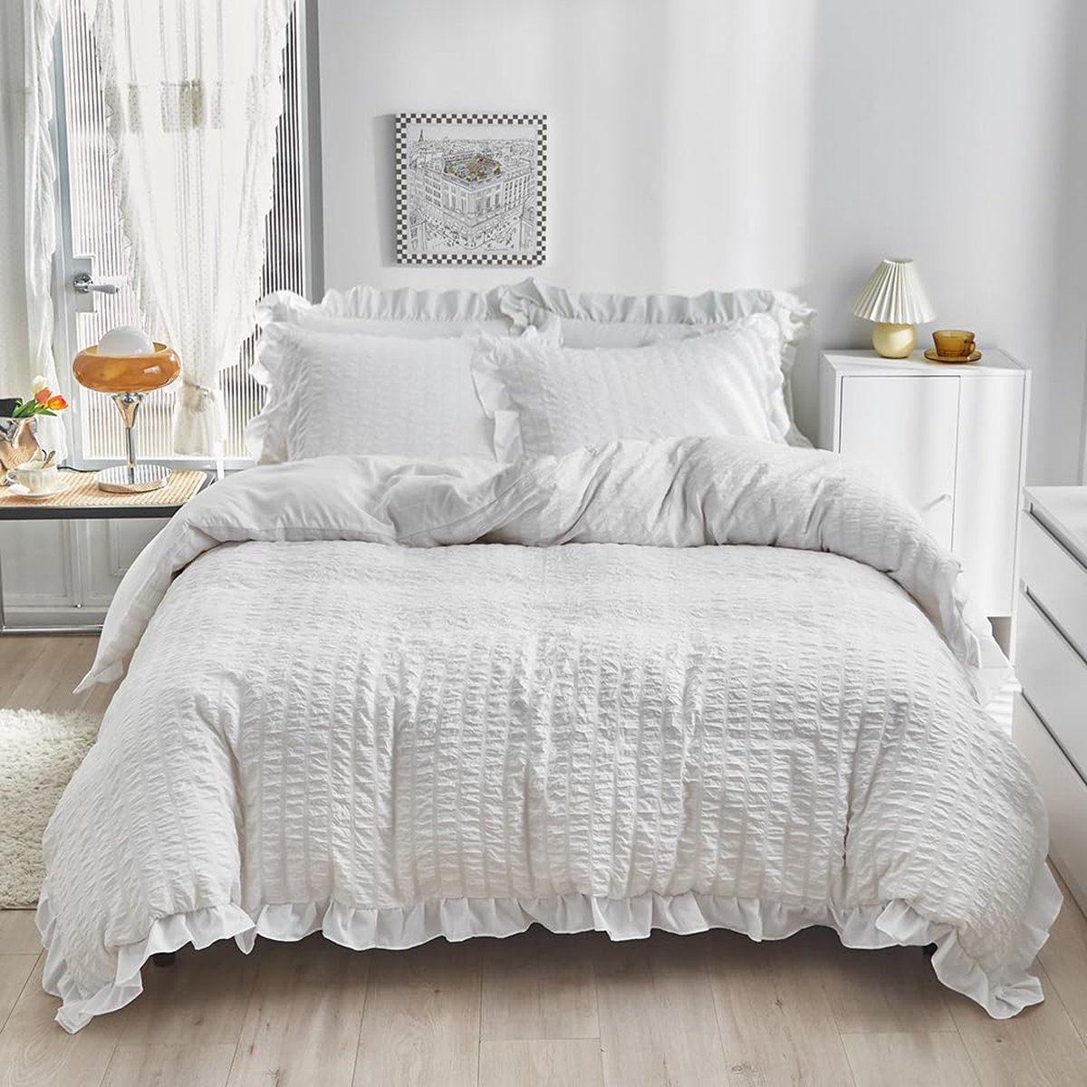 DXHOME Beddengoed, 135 x 200 cm, 3D-effect, diermotief, 2-delig, zacht, zwart/grijs, microvezel, omkeerbaar beddengoed voor jongeren en kinderen, eenpersoonsbed met ritssluiting en kussensloop 80 x 80 cm