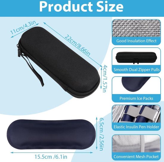 VD WEIDE ENTERPRISE - Insuline Cooler Travel Case met 2 Ice Pack - Diabetische Benodigdheden Opslag Reispakket . van VD WEIDE ENTERPRISE — afbeelding 2