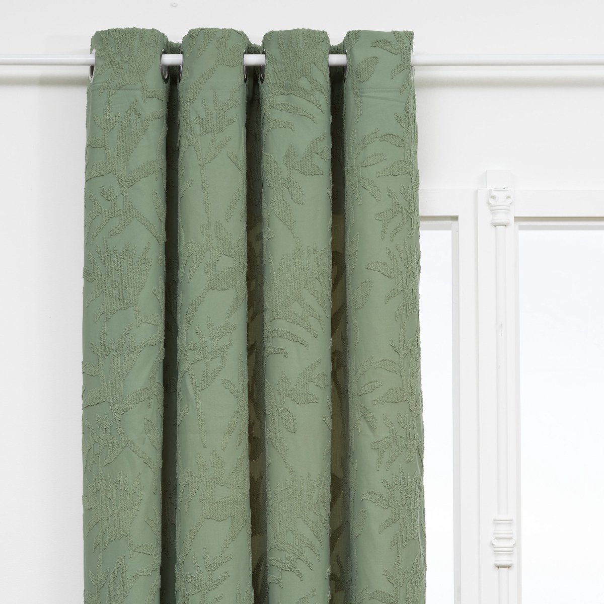 Atmosphera Willow Jacquard Gordijn 135x260cm - Gordijnen kant en klaar met haakjes ringen - Celadongroen