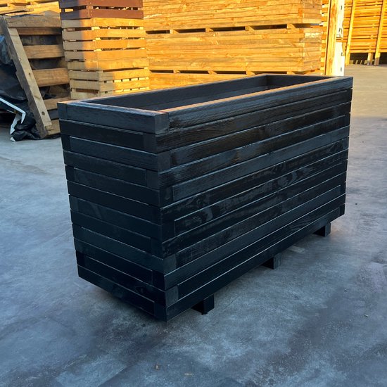AMISHOUT - Jardinière haute en bois 100x40x54 - noir - jardinière d'extérieur