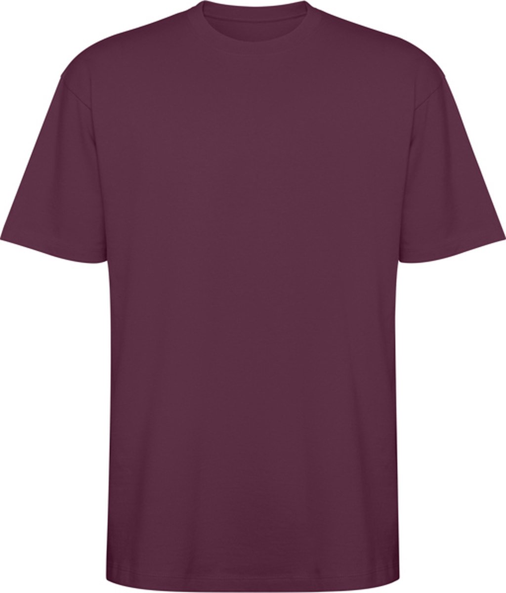 Donker Plum oversized unisex t-shirt katoen Model Bull merk Roly Rood