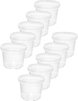 Garronda Plantenpot Bloempot - Kunststof - Rond - Plantenbak - 10 Stuks - Transparent, 9cm H=8.5cm – Transparant - GD-NIC-Pot64