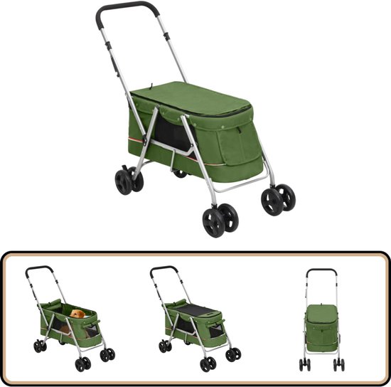 Poussette pliable pour chien - Vert - vidaXL x 49 x 96 cm Poussette pour chien - Poussette pour chien - Chariot pour chiot - Panier de transport