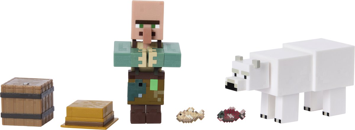 Minecraft Fisherman and Polar Bear Figures