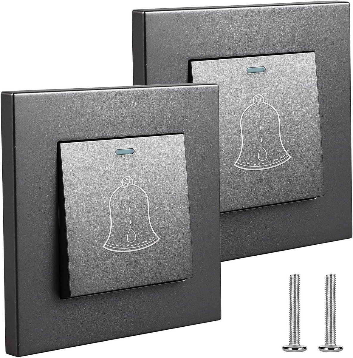 Deurbelknop 86 x 86 mm - Buitenbel 220 ~ 250 V - Lichtschakelaar - Inbouw/Opbouw - Grijs